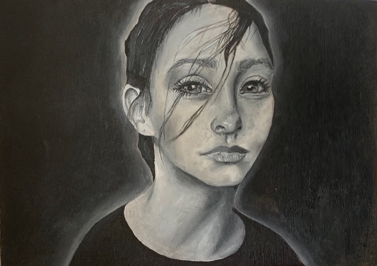 Milou Kannegieter, voor haar zelfportret in olieverf, 2e Prijs Selfieportretprijs 2023